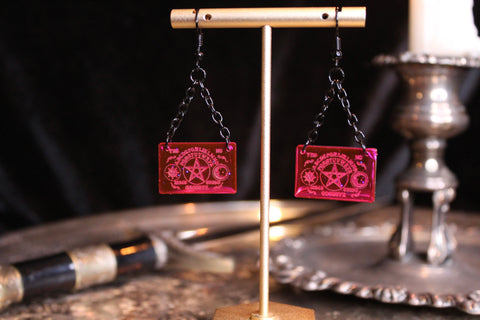 Hot Pink Tiny Ouija Board Earrings