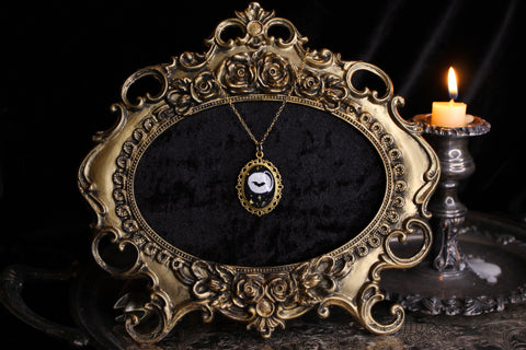 Hand Painted Moon and Bat Necklace