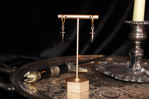 Gold Tiny Dagger Huggie Hoop Earrings