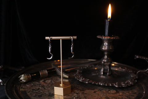 Silver Sickle Huggie Hoop Earrings