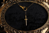 Gold Hand and Elven Dagger Slip Chain Necklace