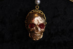 Gilded Skull Rosary Style Necklace