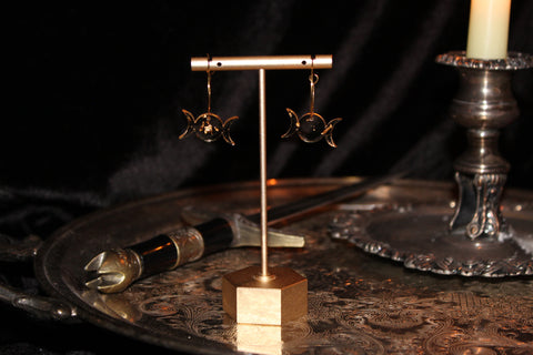 Gold Leaf Triple Moon Hoops