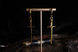 Gold Skull Dagger Huggie Hoop Earrings