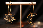 Gold Leaf Sun And Moon Hoops