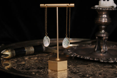 Tiny Abalone Shell Gold Threader Earrings
