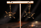 Gold Leaf Triple Moon Hoops