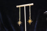 Gold Eight Point Star Threader Earrings