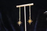 Gold Eight Point Star Threader Earrings