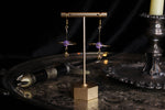 Gold Wire Amethyst Saturn Earrings
