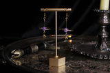 Gold Wire Amethyst Saturn Earrings