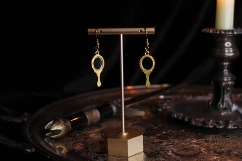 Gold Hand Mirror Earrings