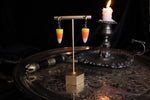 Downward Dog Candy Corn Silver Huggie Hoops