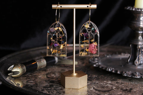 Botanical Cathedral Window Hoop Earrings