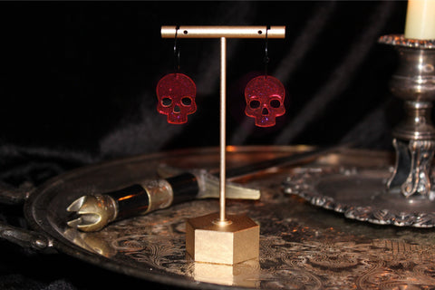 Neon Pink Skull Hoops