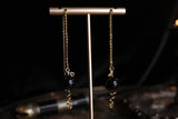 Gold Wire Wrapped Obsidian Threader Earrings