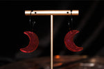 Neon Pink Crescent Moon Hoops