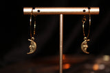 Tiny Brass Moon Hoops