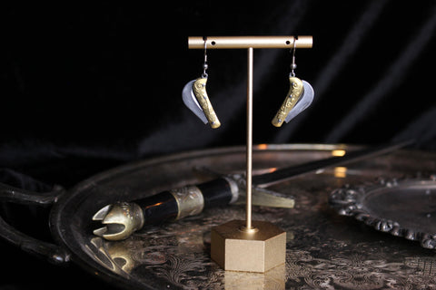Curved Scrollwork Pocket Knife Earrings