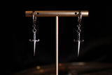 Silver Swoopy Dagger Huggie Hoop Earrings