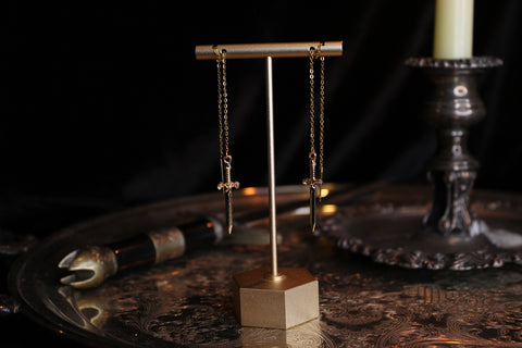 Gold Elven Dagger Threader Earrings