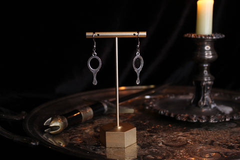 Silver Hand Mirror Earrings
