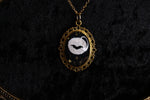 Hand Painted Moon and Bat Necklace