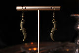 Bronze Curved Knife Earrings