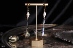 Abalone Charm and Shell Gold Huggie Hoop Earrings