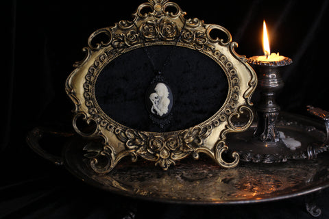 Woman and Skull Cameo Necklace