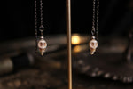 Tiny Howlite Skull Silver Threader Earrings