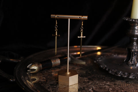 Gold Mini Sword Earrings