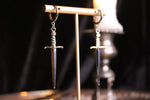 Silver Skull Dagger Huggie Hoop Earrings