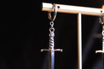 Silver Skull Dagger Huggie Hoop Earrings