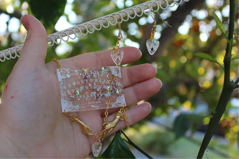 Opalescent Ouija Board Necklace and Earring Set
