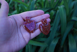 Golden Rouge Big Glitter Heart Earrings