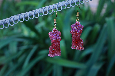 Lovey Dovey Pink Glitter Goddess Earrings