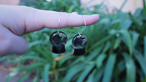 Smoky Bat Crystal Ball Hoops