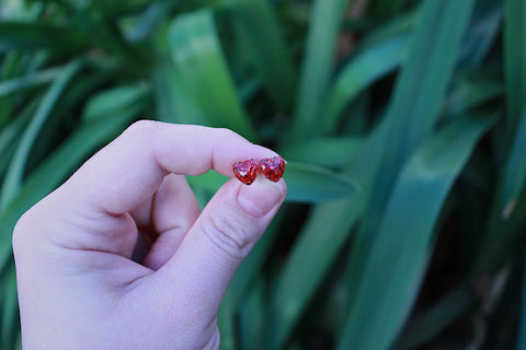 Roxanne Red Tiny Glitter Heart Studs