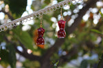 Itty Bitty Gold Leaf And Red Glitter Goddess Earrings