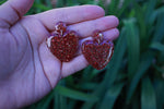 Golden Rouge Big Glitter Heart Earrings