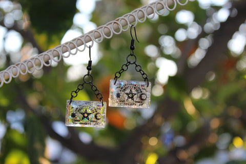 Opalescent Teeny Ouija Board Earrings