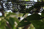 Black Obsidian Mini Sphere Earrings With Gold Stand