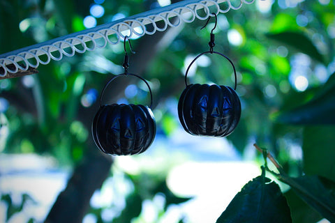 Matte Black Pumpkin Pail Earrings Made To Order