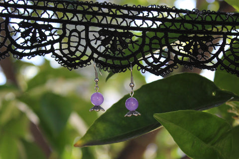 Lepidolite? Mini Sphere Earrings With Silver Stand