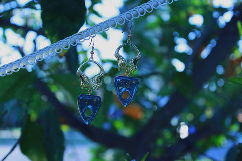 Celestial Blue and Gold Ouija Operator Earrings