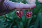 Lovey Dovey Pink Glitter Heart Hoop Earrings