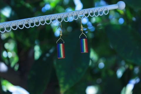 Rainbow Pride Flag Brick Earrings