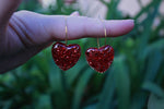 Roxanne Red Glitter Heart Hoop Earrings