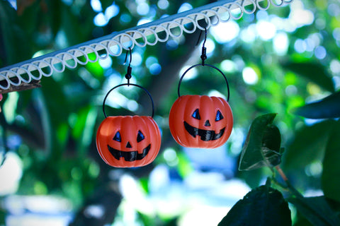 Dark Orange Pumpkin Pail Earrings